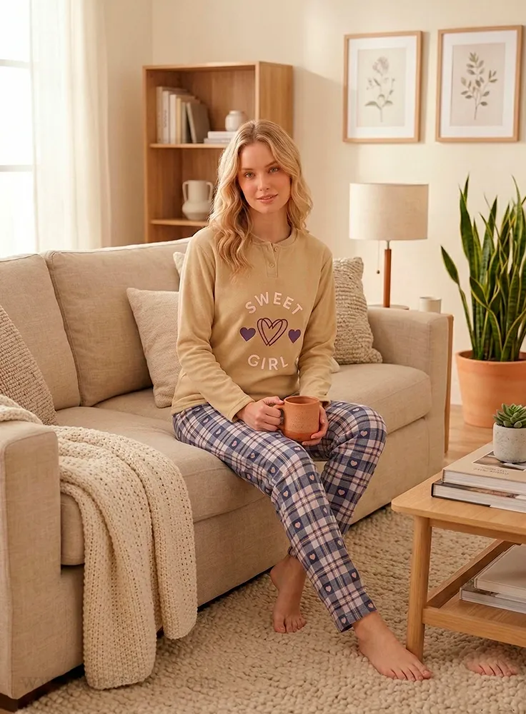 Pijama de Franela para Mujer 2 Piezas - Conjunto de Invierno Estampado BettJim.com